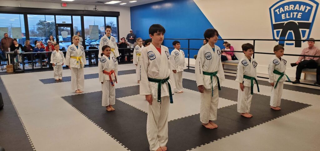 Students Punching in a Kids Martial Arts Class at Tarrant Elite Taekwondo