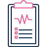 Clipboard showing a medical chart with a pink ECG heartbeat line