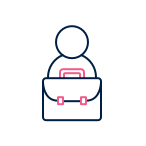Person silhouette with a briefcase, representing a professional profile or business user