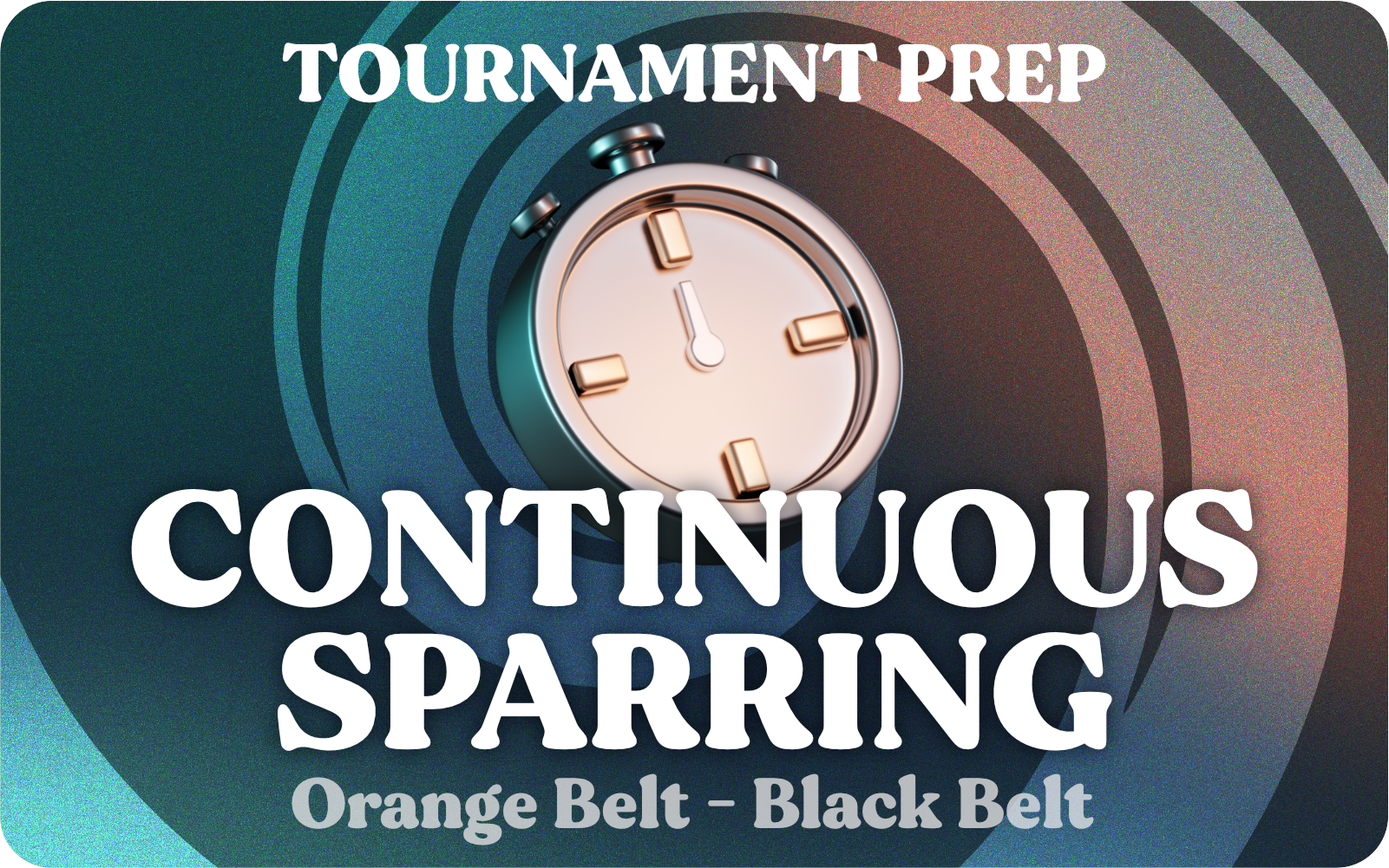 Event-Image 2026 CONT-SPAR Poster for tournament prep with a glossy stopwatch and large 'CONTINUOUS SPARRING' text.